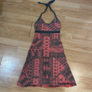 Patagonia women’s XS halter dress tribal coral built in bra